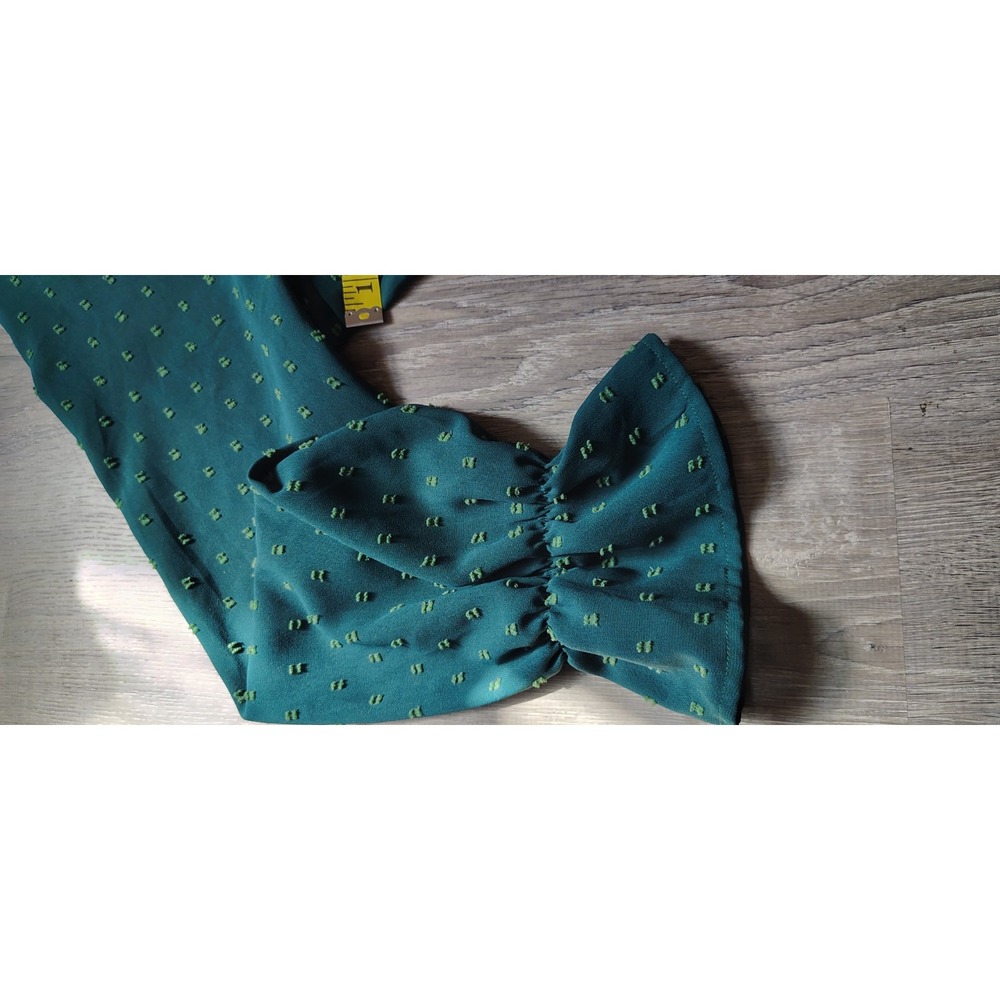 Bloomchick 22-24 Raised Embroidered Print Pocket Layered Hem Dress Green Pockets - Picture 7 of 11